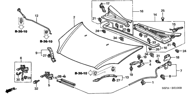 2005 Honda Civic Cowl Top Assy., L. FR. Side Diagram for 74210-S5D-A00