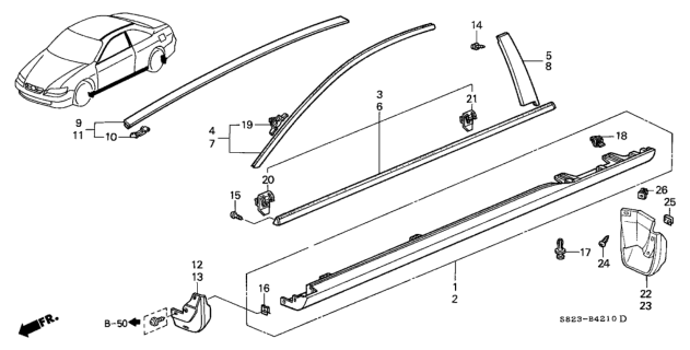 1999 Honda Accord Garnish Assy., L. Side Sill *NH592P* (STARLIGHT BLACK PEARL) Diagram for 71850-S82-A10ZD