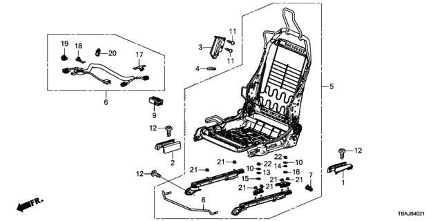 2019 Honda Civic Front Seat Components (Passenger Side) Diagram