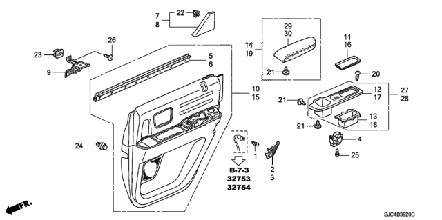 2006 Honda Ridgeline 4 Door RTL KA 5AT Rear Door Lining Diagram