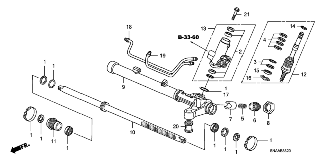 2009 Honda Civic P.S. Gear Box Components (HPS) Diagram