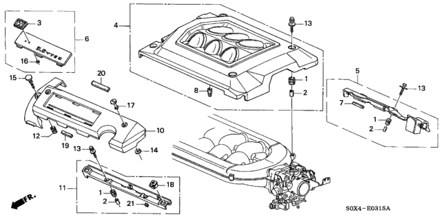 2001 Honda Odyssey Cover B, In. Manifold Diagram for 17129-P8F-A00