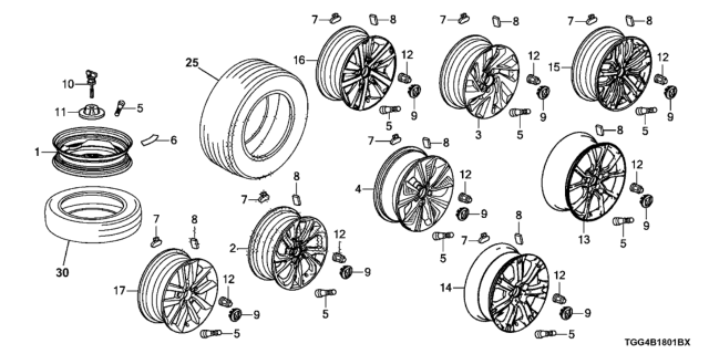 2019 Honda Civic Wheel Disk Diagram