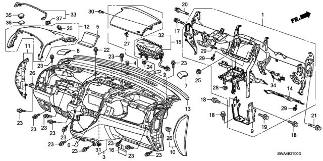 2010 Honda CR-V Visor Assy. (Upper) *NH167L* (GRAPHITE BLACK) Diagram for 77220-SWA-A02ZA