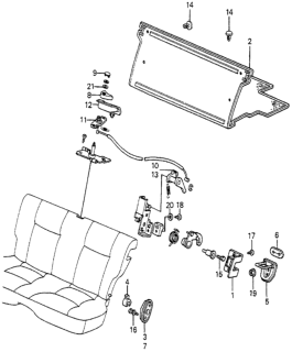 1982 Honda Accord Rear Seat Components Diagram