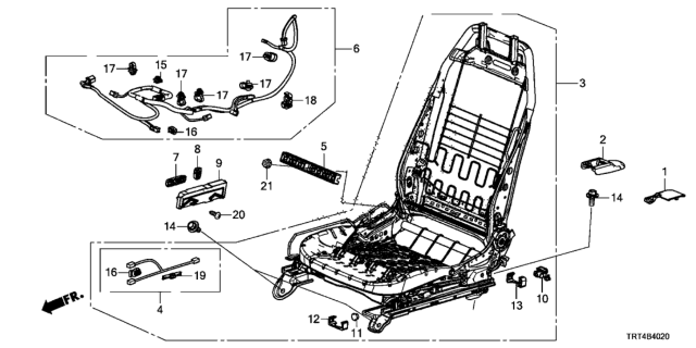 2018 Honda Clarity Fuel Cell 4 Door D (CLARITY NMC) KA 1AT Front Seat Components (Passenger Side) Diagram