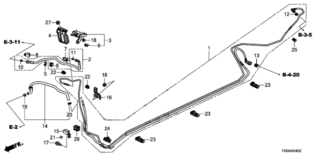 2013 Honda Civic 4 Door SI KA 6MT Fuel Pipe (2.4L) Diagram