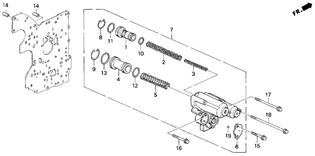 1997 Honda Odyssey 5 Door EX KA 4AT AT Accumulator Body (2.2L) Diagram