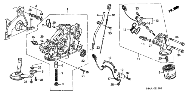 2002 Honda Accord 4 Door LX (V6) KA 4AT Oil Pump - Oil Strainer (V6) Diagram
