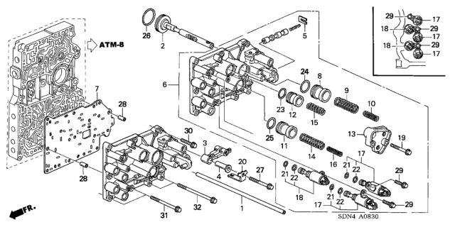 2003 Honda Accord 2 Door EXL (NAVIGATION) KA 5AT AT Servo Body (L4) Diagram