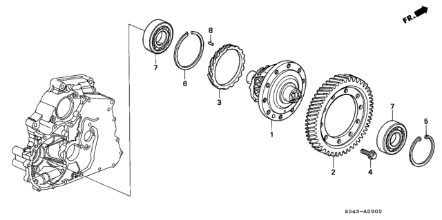 1997 Honda Civic AT Differential Gear (A4RA) Diagram