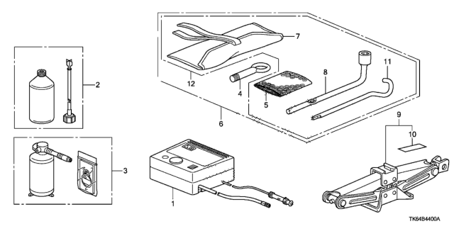 2011 Honda Fit Tool Set Diagram for 89000-TK6-A00