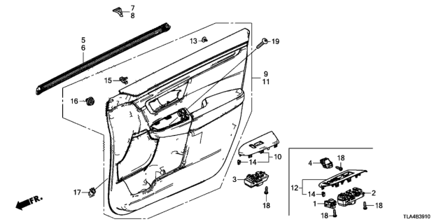 2019 Honda CR-V Garnish, R. FR. Center Corner Diagram for 72456-TLA-A01