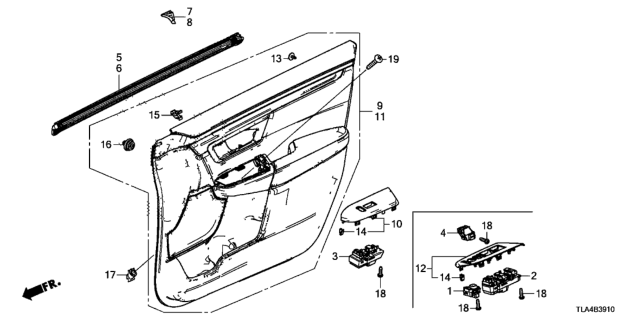 2018 Honda CR-V Front Door Lining Diagram