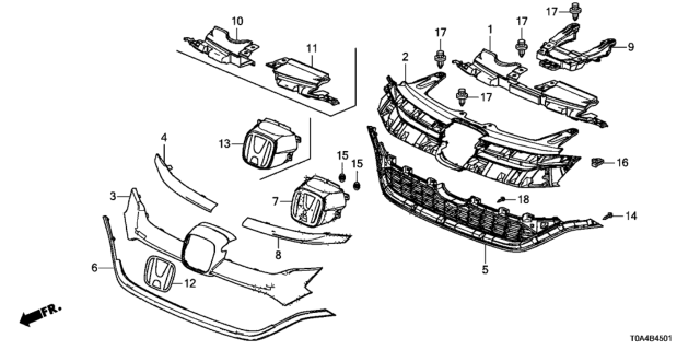 2016 Honda CR-V Emblem, Front (H) (Radar) Diagram for 75710-T1W-A50