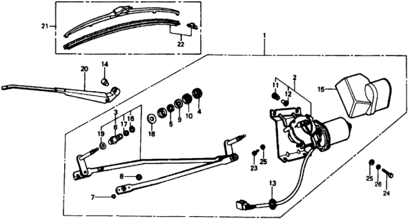 1975 Honda Civic 3 Door ** (1500) KA HMT Windshield Wiper Diagram