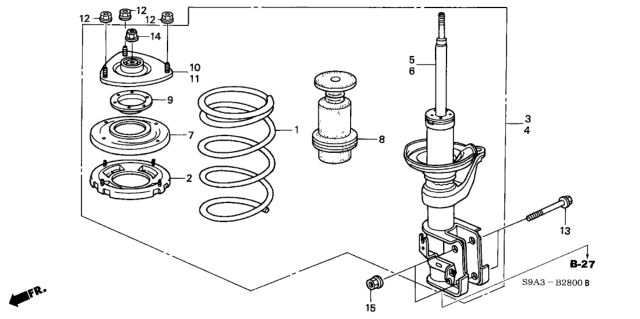 2003 Honda CR-V Spring, Front (Showa) Diagram for 51401-S9A-024