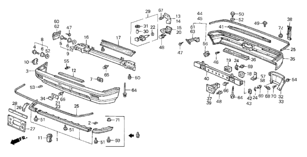 1986 Honda CRX Bumper (1500 DX/SI) Diagram