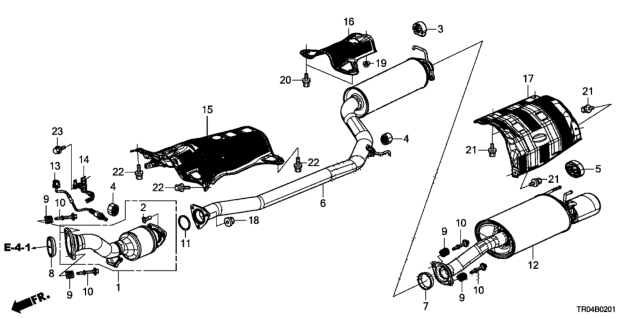 2012 Honda Civic Pipe B, Exhuast Diagram for 18220-TR7-A01