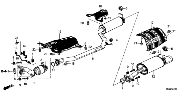 2012 Honda Civic Rubber, Exhuast Mounting Diagram for 18215-TR7-A01