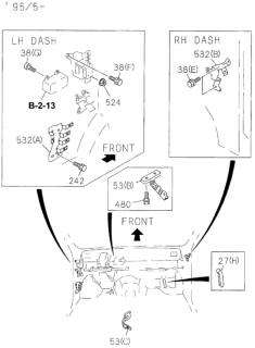 1995 Honda Passport Bracket, Harness Diagram for 8-97108-538-1