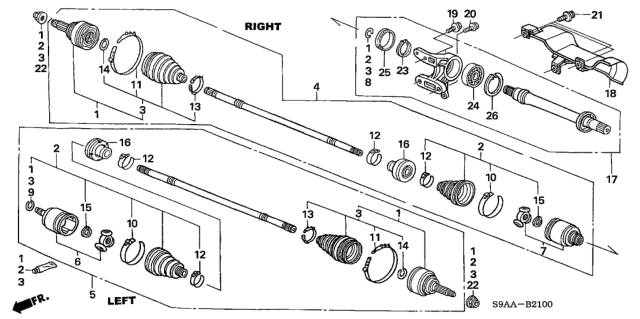 2006 Honda CR-V Driveshaft Assembly, Driver Side (Reman) Diagram for 44306-S9A-000RM