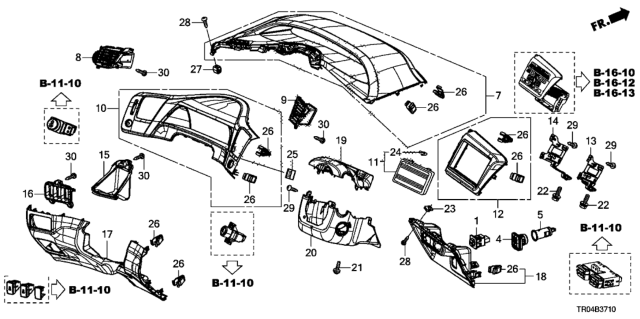 2012 Honda Civic Visor Assy., Meter (Upper) *NH781L* (MOCHA GRAY) Diagram for 77205-TR0-A01ZB