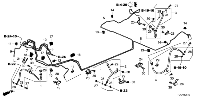 2020 Honda Civic Bracket B, L. FR. Brake Hose Diagram for 46427-TGN-G00