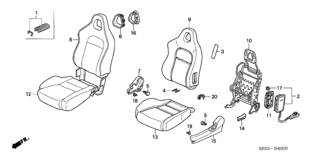 2002 Honda Civic Cover, Left Front Seat Cushion Trim (Black) Diagram for 81531-S5T-A01ZB