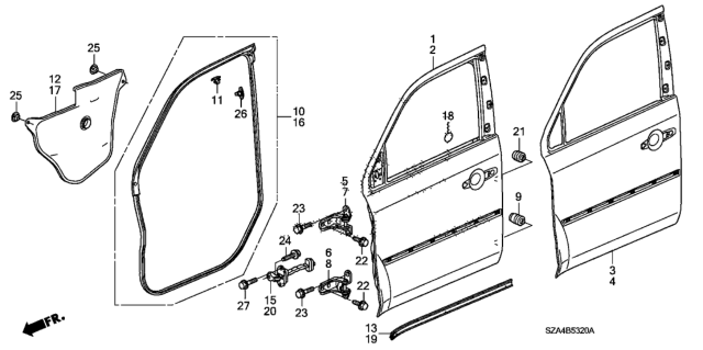 2015 Honda Pilot Seal, L. FR. Door Side Sill Diagram for 72367-SZA-A01