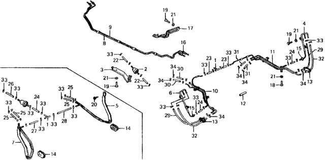 1975 Honda Civic Pipe, Fuel Feed Diagram for 17700-663-000