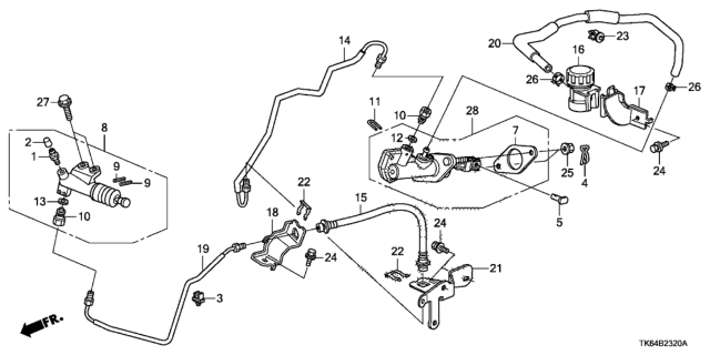 2009 Honda Fit Pipe B, Clutch Diagram for 46970-TF0-003