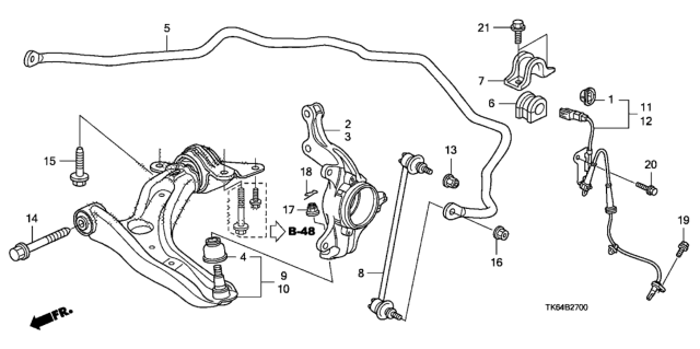 2011 Honda Fit Knuckle, Right Front Diagram for 51211-TK6-A00