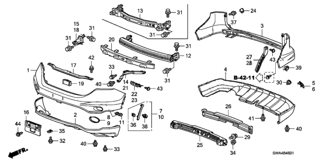 2010 Honda CR-V 5 Door EX-L (2WD) KA 5AT Bumpers Diagram