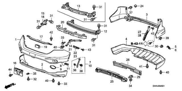 2010 Honda CR-V Reflector Assy., R. RR. Diagram for 33505-SWA-J01