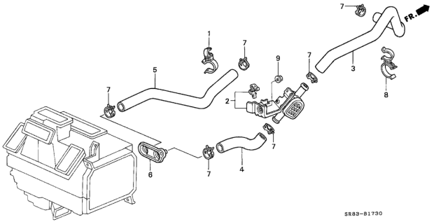 1994 Honda Civic 2 Door EX (ABS) KA 5MT Water Valve Diagram