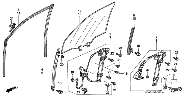 1996 Honda Civic Channel, Right Front Door Run Diagram for 72235-S04-003