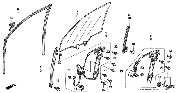 1996 Honda Civic Channel, Left Front Door Run Diagram for 72275-S04-003