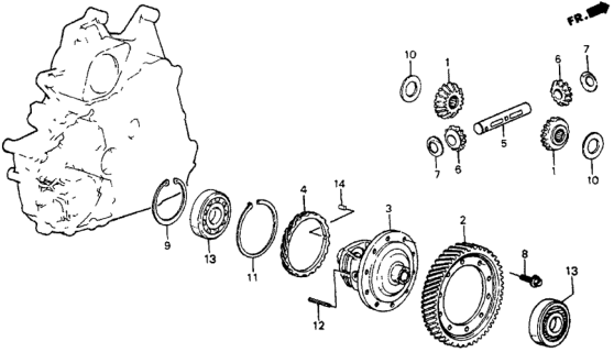 1986 Honda CRX Case, Differentail Diagram for 41311-PH0-000