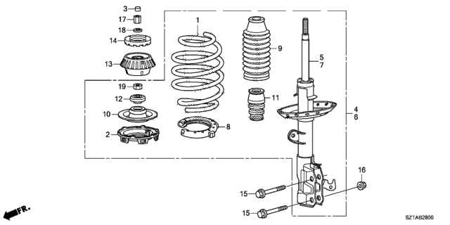 2013 Honda CR-Z Front Shock Absorber Diagram