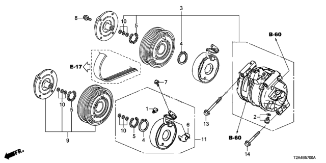 2015 Honda Accord 4 Door LX KL CVT A/C Compressor Diagram