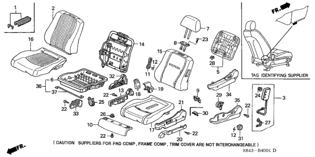 2001 Honda Accord Cover, Left Front Seat Cushion Trim (Mild Beige) (Ts Tech) Diagram for 81531-S84-A25ZC