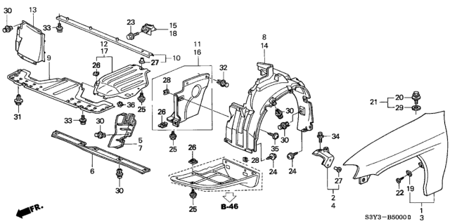 2000 Honda Insight Front Fenders Diagram