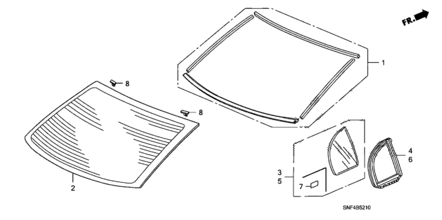 2009 Honda Civic Rear Windshield - Quarter Glass Diagram