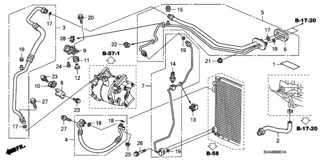 2006 Honda Civic A/C Hoses - Pipes Diagram