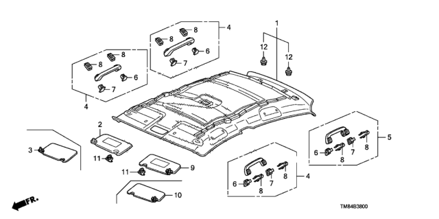 2010 Honda Insight Sunvisor Assembly, Driver Side (Warm Gray) Diagram for 83280-TM8-A11ZA