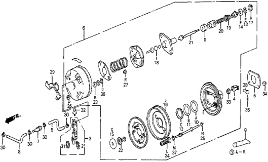 1986 Honda Prelude Gasket, Master Cylinder Bracket Diagram for 46191-634-000