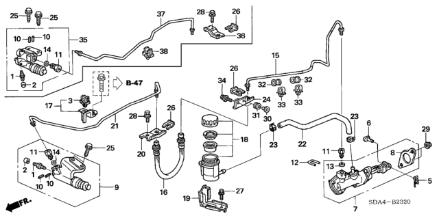 2006 Honda Accord Master Cylinder Assembly, Clutch Diagram for 46920-S7A-A04