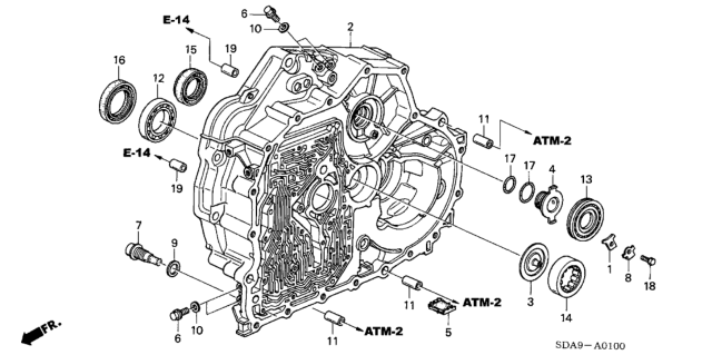 2003 Honda Accord 2 Door EXL (NAVIGATION) KA 5AT AT Torque Converter Case (L4) Diagram