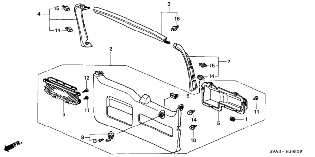 2003 Honda CR-V Tailgate Lining Diagram